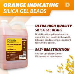 2 Gallon(16 LBS) “Dry&Dry” Premium Orange Indicating Silica Gel Desiccant Bead。