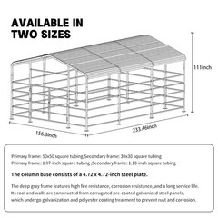 13x20ft Galvanized Livestock Shelter Metal Cattle Shed Steel Barn Horse Goat New
