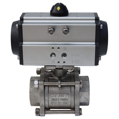 Three-Piece 2 Inch Pneumatic Actuated Ball Valve Double Acting Globe Threaded 30
