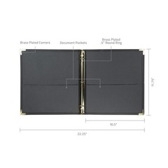 Samsill Classic Collection Leather 3 Ring Binder, Executive 0.5 Inch, Black
