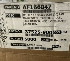 (100 PC LOT) M4 -0.7 X 12MM PAN HEAD STEEL ZINC TAPTITE AF166047