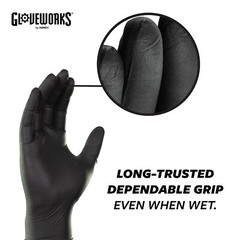 2X Large Pack of 100 Black Nitrile Gloves Medium Duty 5 Mil for Chemical Prot…