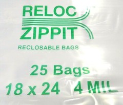 Jumbo Bags Reloc Zippit 18×24 Clear 4Mil Reclosable 25 Large Thick Bags 18 x 24″