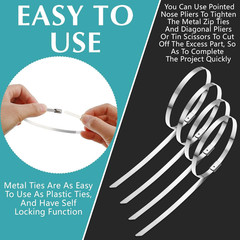 500 Pcs Metal Zip Ties 304 Stainless Steel Zip Ties Heavy Duty Self Locking 220
