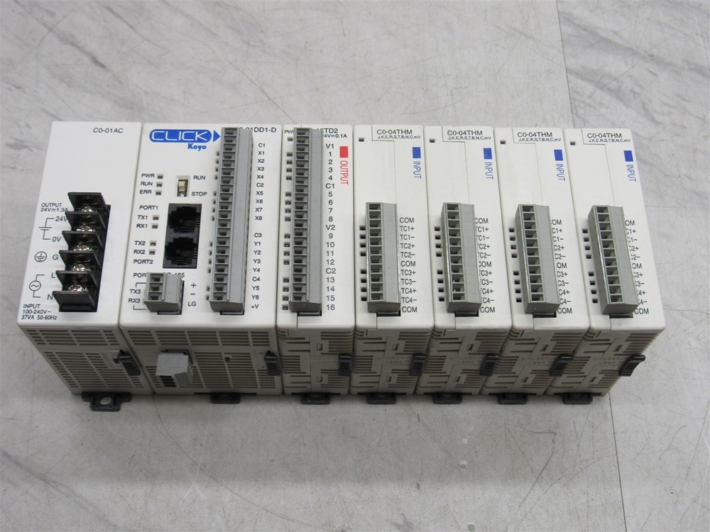7 LOT Automation Direct 4x C0-04THM 1x C0-16TD2, C0-01-DD1-D, C0-01AC Modules