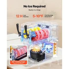 Uimoso Dual-Tank Frozen Drink Slushy Machine 3Lx2 Slush Cold Beverage Maker Home