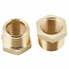 U.S. Solid 2pcs Brass Pipe Fitting Reducer Bushing, MNPT 1/2″ x FNPT 3/8″