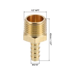 6sets Brass Hose Barb Fittings 5/16″ Barbx1/2″ NPT Male Barb Pipe Fitting