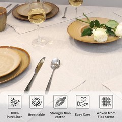 Linen Tablecloth 100% Pure Linen Table Cloth for Rectangle Tables Machine