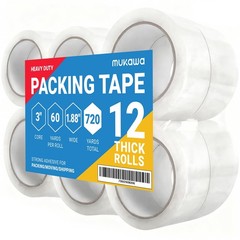 12 Rolls 2.7mil Thick Packing Tapes, Clear Packaging Tape, 720 Yards Heavy Du…