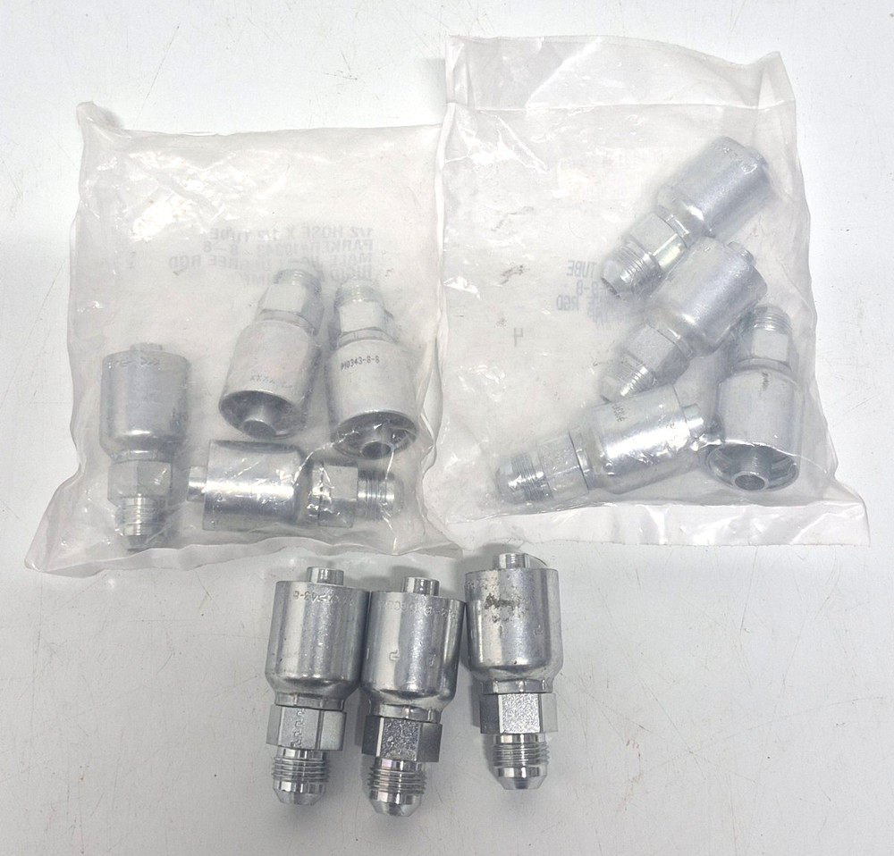 PARKER Hydraulic Hose Male JIC 37 Deg Rigid 1/2″ x 1/2″ Steel KP81291 Lot of 11