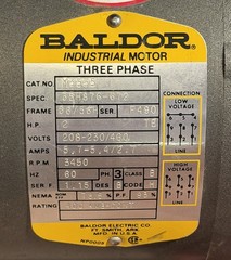 Baldor-M3555-Industrial Motor-56H-3450 RPM-208-230/460 V-3 Phase-AMPS (5.7-5.4)