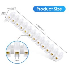 ERKOON 10/20 Pack Terminal Block, 12-Position Dual Row Terminal Strip Screw T…