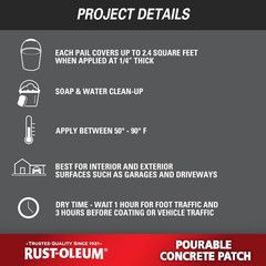Rust-Oleum 369667 Pourable Concrete Patch, 5 Lb Pail, White