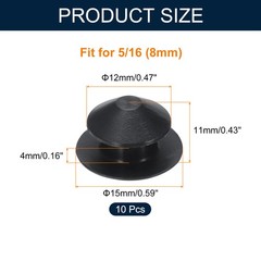 10pcs Hole Plug 1/2 Inch (12mm) Button Plugs Fit for 8mm Hole, Black