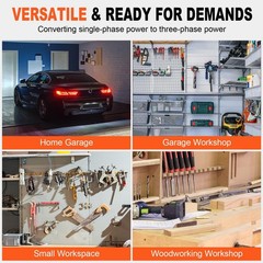 Single to 3 Phase Converter 20HP (15kW) Digital Phase Shifter, 70A 220V-240V