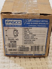 Fasco D188 Hvac Motor, 1/20 Hp, 1500 Rpm, 230V, 3.3 New in Box Free Shipping