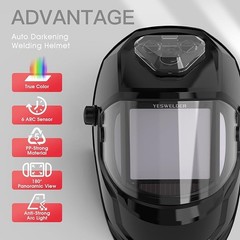 Panoramic 180 View Auto Darkening Welding Helmet True Color Welder Mask Hood