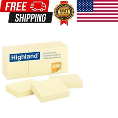 Highland Sticky Notes, 1.5 x 2 Inches, Yellow, 12 Pack (6539)