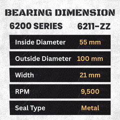 1 pc BearMAX 6211-ZZ EMQ 55x100x21mm Metal Seal Deep Groove Ball Bearings 6211ZZ