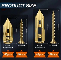 160PCS Drywall Anchors with Screws Self Drilling Wall Anchors Heavy Duty Kit