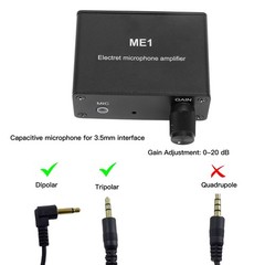 Electret Microphone Amp Adjustable Gain 0‑20db Condenser Mic Headphone