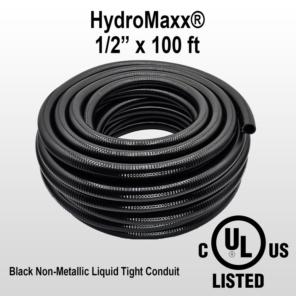 1/2″ x 100′ Black Flexible Liquid Tight, Non-Metallic Conduit – UL Listed