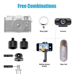 8 Pack Mic Stand Adapter 5/8 Female to 3/8 Male and 3/8 Female to 5/8 Male, 5…