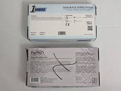 Set of 1st Choice Black Nitrile Disposable 3 Mil / Forpro Black M Nitrile 4 Mil