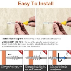 60 or 120pcs #8 Self Drilling Drywall Anchors, Premium Wall 120Pcs, white