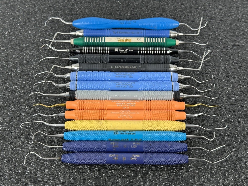 15pc Dental Curette Scaler Instrument Lot EverEdge American Eagle Montana Jack