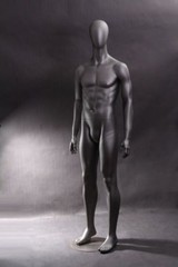 Male Adult Egg Head Fiberglass Metallic Gray Mannequin with Base
