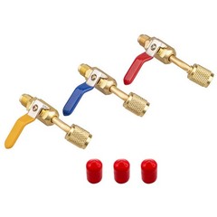 3PCS Brass Air Conditioning HVAC 1/4″ Shut Valve Adapter For AC Charging Hoses
