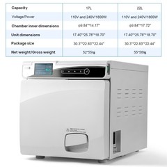22L Class B Dental Autoclave Vacuum Drying Steam Sterilizer Built-in Printer
