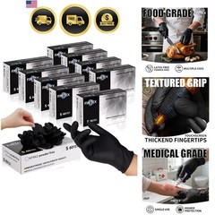 Black Nitrile Disposable Gloves, Exam Gloves, Powder-free, Latex-free, 3mil, …