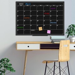 Magnetic Black Calendar Dry Erase Board, Calendar Monthly 36 X 24 Inch, Dry E…