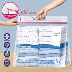 10 Gallon Jumbo Zipper Lock Bags XL Reusable Storage BPA-Free 3.15-Mil