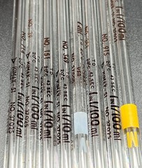 Lot Of (34) Mixed Kimax Glass Bulb Volumetric and Serological Pipettes