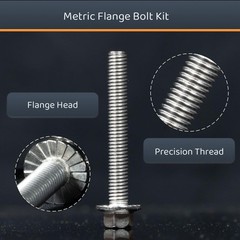 M6 Flange Hex Bolts Kit 180pcs Stainless Steel Assorted Lengths 12mm-45mm