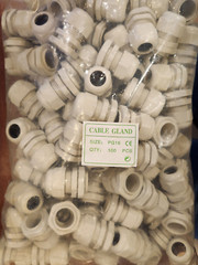 100 Pcs, Off-White PG16 10-14mm Waterproof Cable Gland, Cord Grip (NOS)