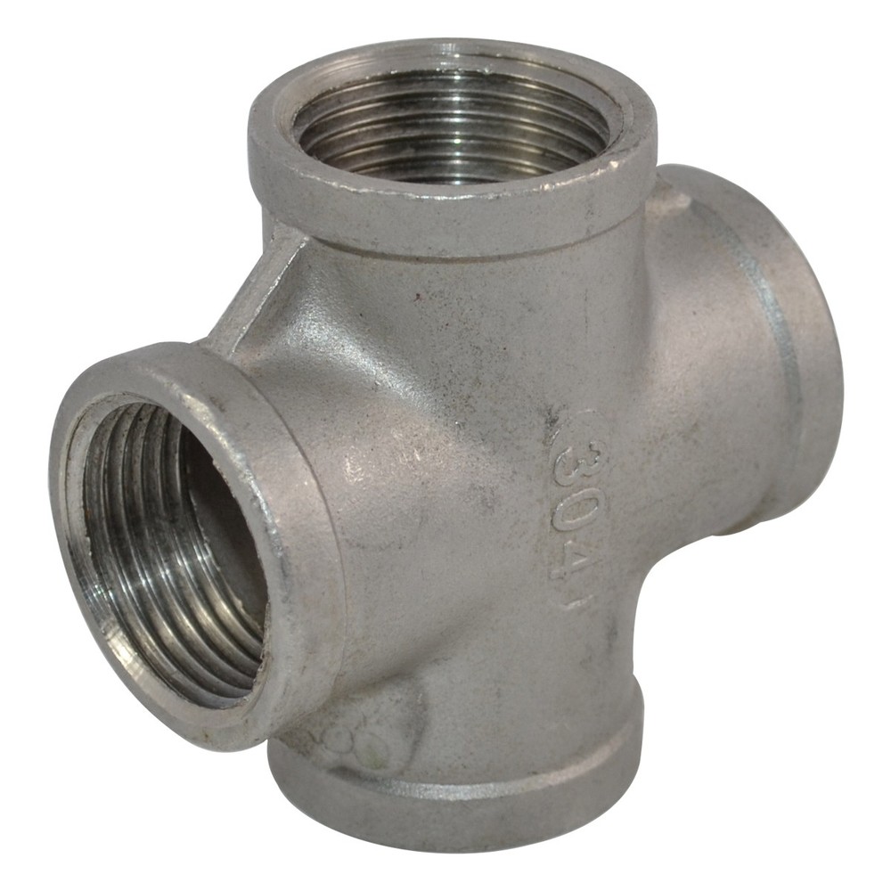1“ 1 inch NPT Thread 4 Way Female Cross Coupling Connector SS304 Pipe Fitting