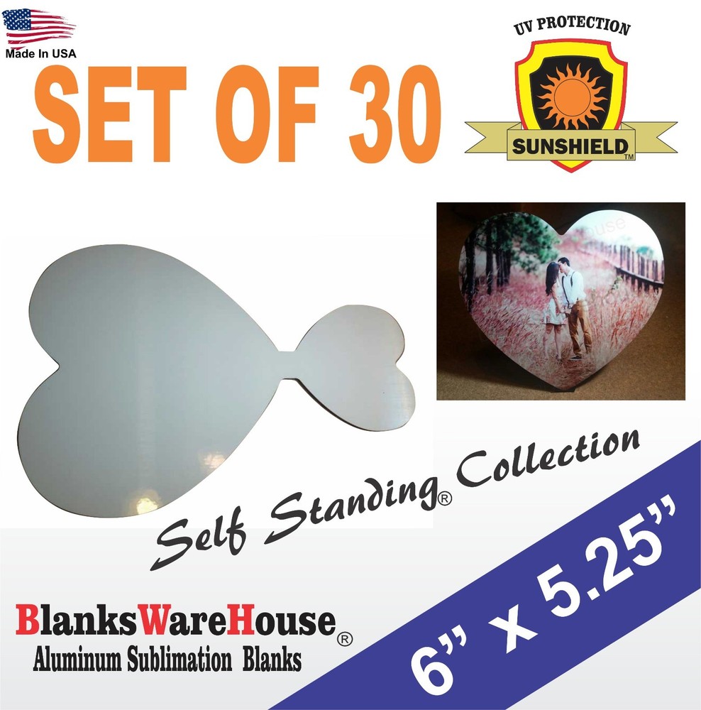 Heart Shaped Sublimation Photo Blank, dye sub – Self Standing, 30 pieces **