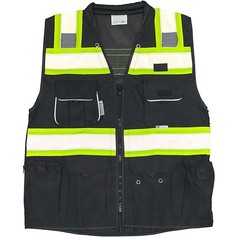 Men’s Professional Safety Vest Black XXL Zipper Pockets
