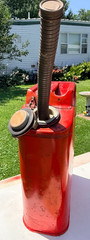 Vtg USMC Military 5 Gallon Metal Gas Can Red Jerry Can w/Flexible Cap Spout (B)