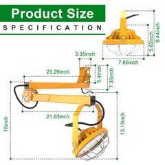 30W LED Dock Lights with Folding Arm 360° Rotatable Lamp Head, IP65, 4200LM UL