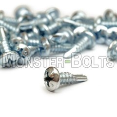 #10 Phillips Pan Head Self Drilling Tek Sheet Metal Screws, Zinc Plated #3 Point