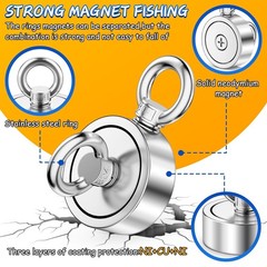 800lbs Magnet Fishing Kit Double Side Pull Force Strong Neodymium Carabiner Rope