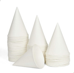 100 Snow Cone Cups Wax Coated Leakproof Cone Paper Cups for Slush Shaved Ice
