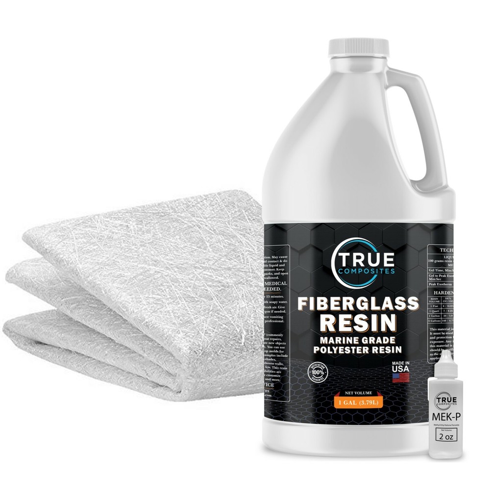 Fiberglass Repair Kit 1 Gal Polyester Resin + 1.5x50x5 Yards Chopped Strand Mat