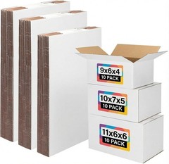 Durable 30-Pack White Corrugated Shipping Boxes – Ideal for Storage & Shipping